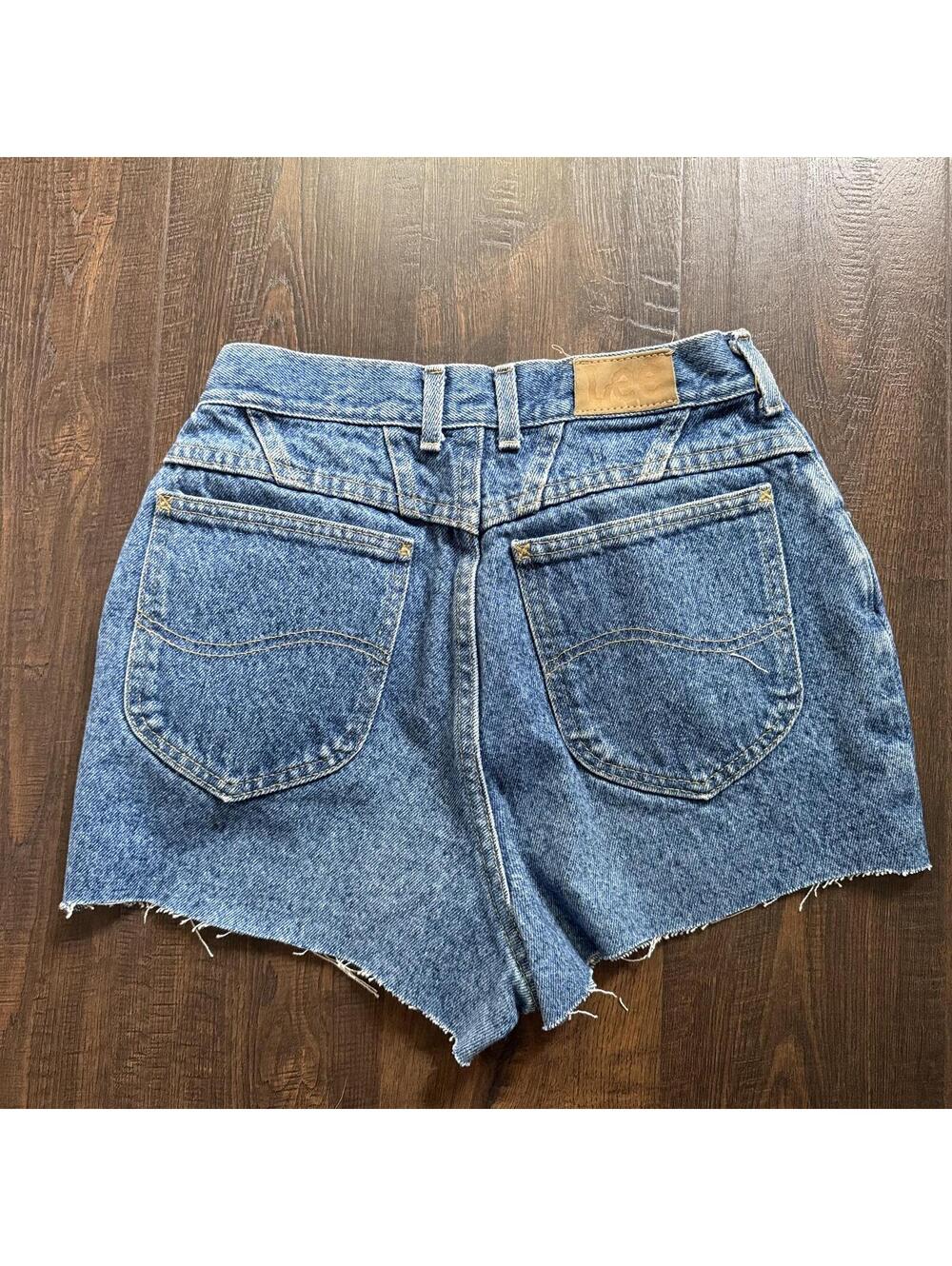 Vintage Lee Cutoff Jean Shorts Sz 27 Mini Thrashed Festival Boho Hippie Rebel